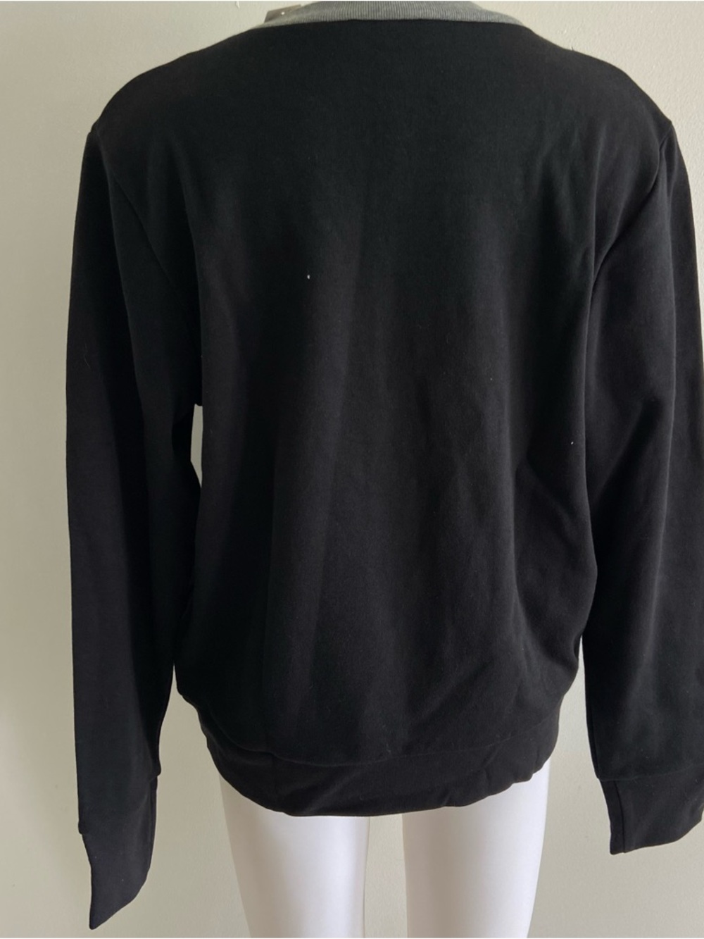 J. Crew Black Sweatshirt with Light Gray V-Neck Trim - Picture 4 of 6